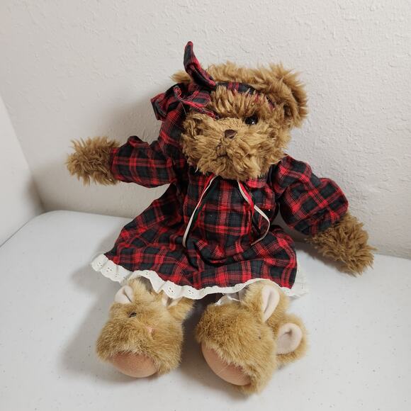 ABC Distributing 18” Plush Teddy Bears Red Plaid Pj's Bunny Slippers Pajamas - Picture 4 of 7